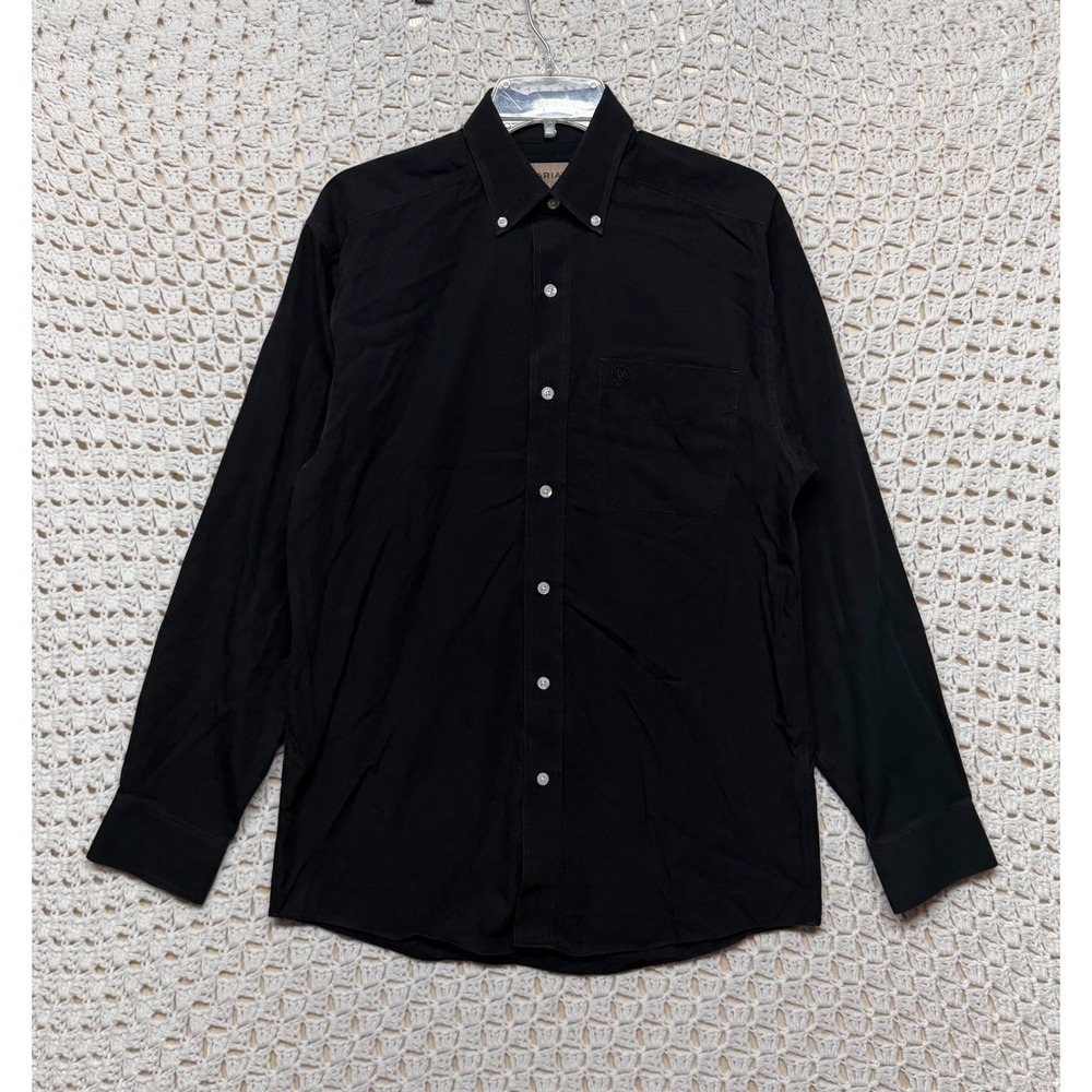 Ariat Western Shirt Mens S Black Wrinkle Free Button Down Long Sleeve 100%Cotton